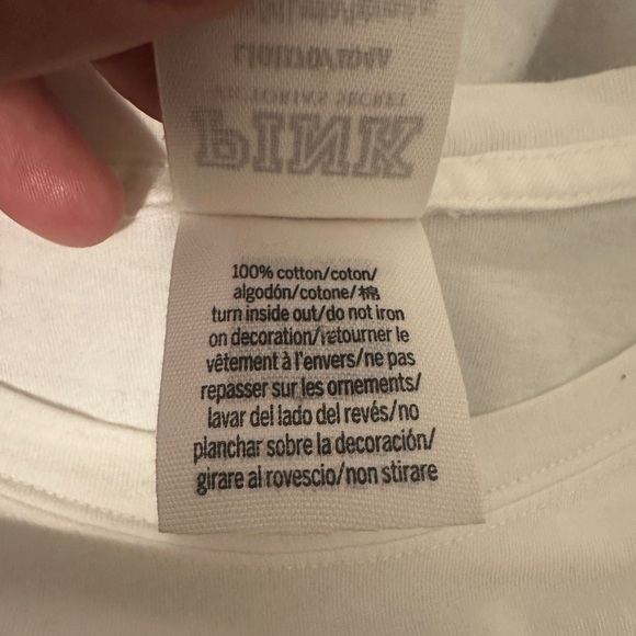 Victoria’s Secret PINK White Red Long Sleeve T-shirt Size Large Women’s - Picture 7 of 7